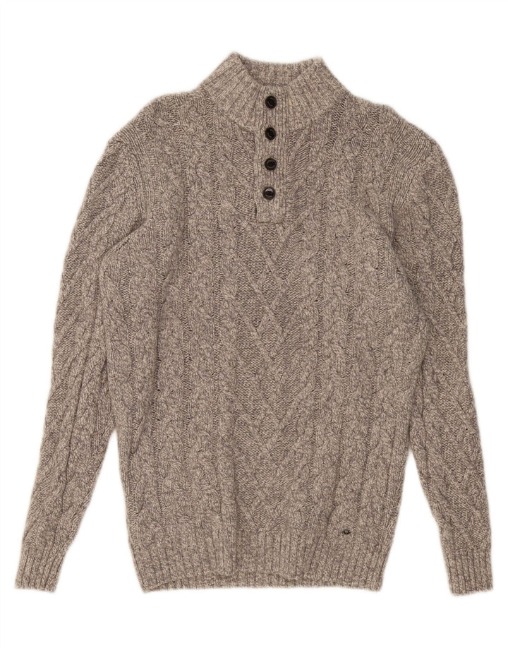 Suéter masculino WESTBURY com gola redonda e lã cinza médio