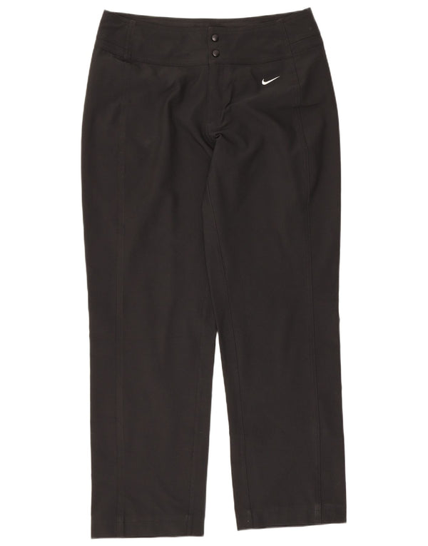 Calça casual reta feminina Nike UK 8/10 pequena W29 L27 poliéster preto