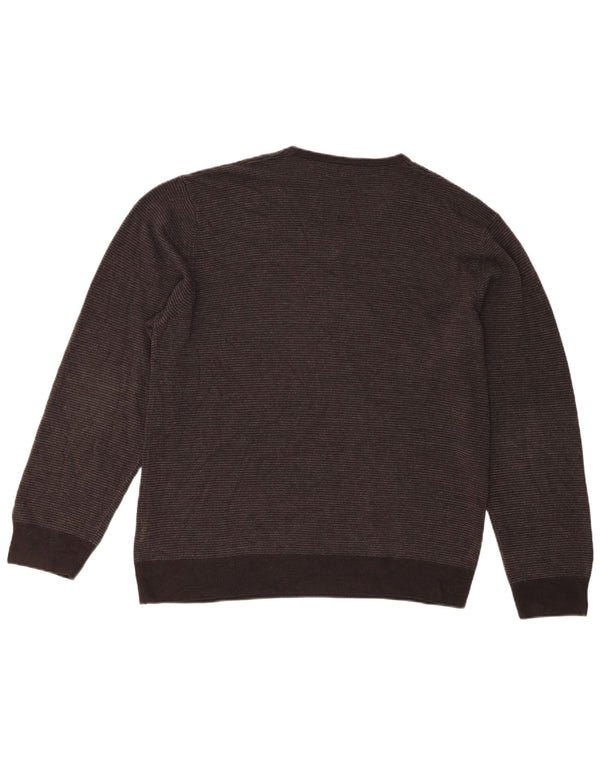 Suéter masculino Marks & Spencer com decote em V XL cinza risca de giz acrílico