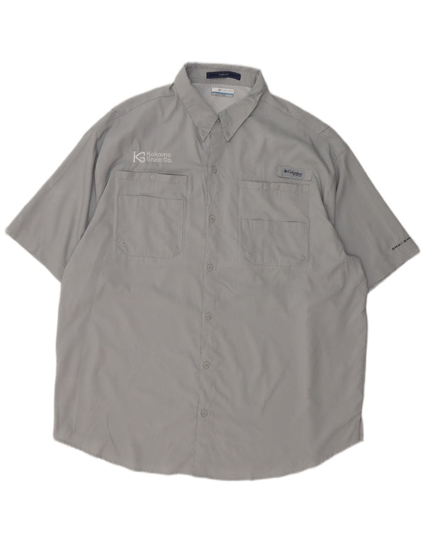 Camisa masculina Columbia Tamiami de manga curta 2XL poliéster cinza