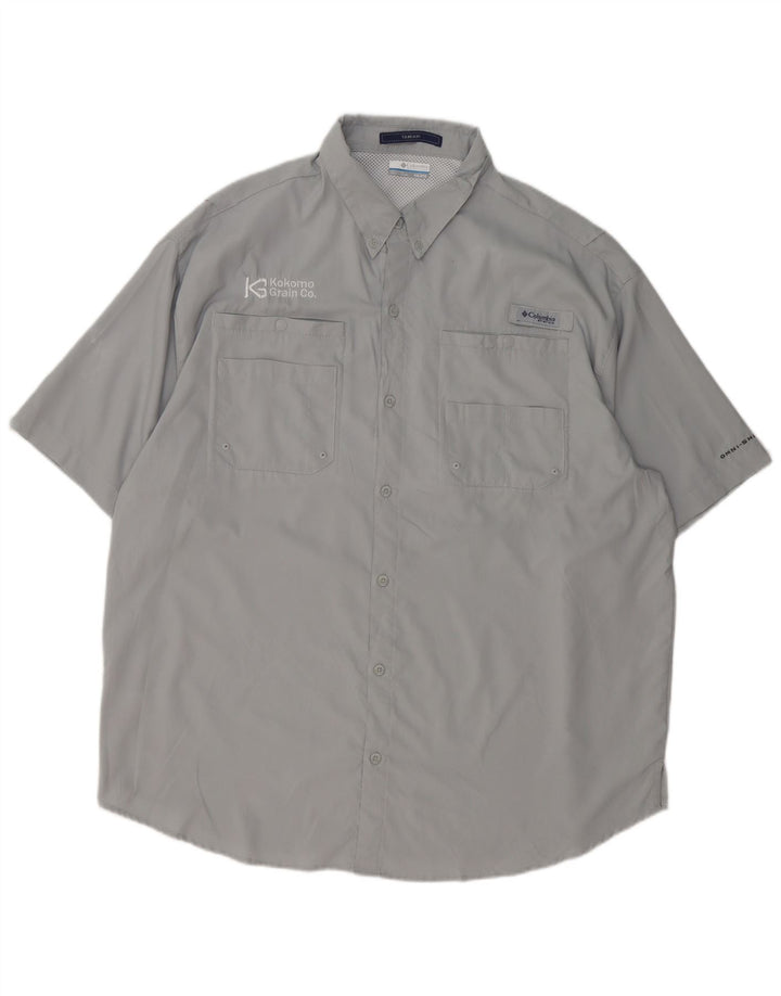 Camisa masculina Columbia Tamiami de manga curta 2XL poliéster cinza