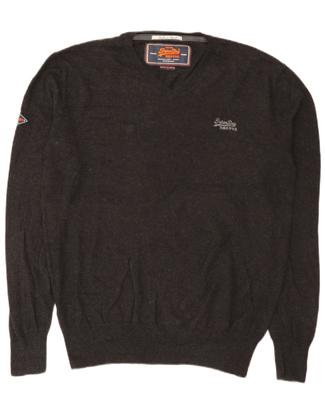 Suéter masculino Superdry com decote em V XL algodão cinza