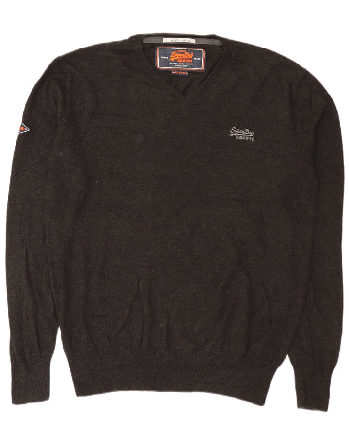 Suéter masculino Superdry com decote em V XL algodão cinza