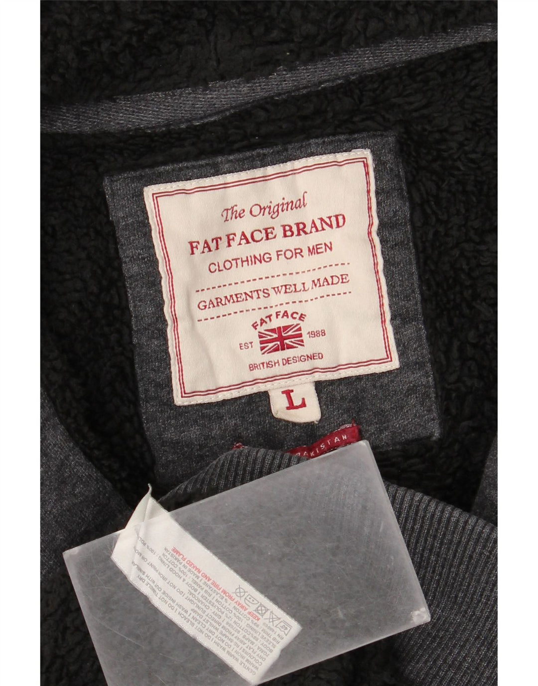 Suéter masculino com capuz e zíper Fat Face grande algodão cinza