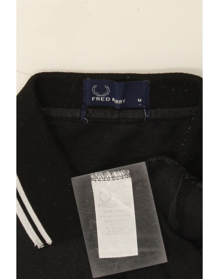 Camisa polo masculina Fred Perry de algodão preto médio