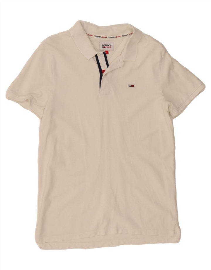 TOMMY HILFIGER Mens Polo Shirt Small Off White Vintage Tommy Hilfiger and Second-Hand Tommy Hilfiger from Messina Hembry 