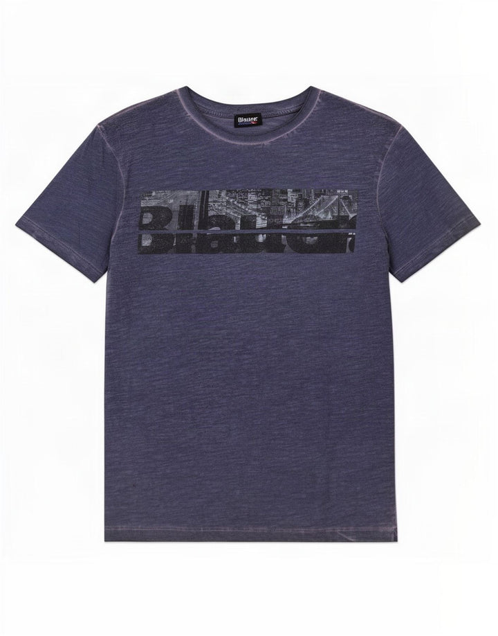 Camiseta gráfica masculina Blauer Top médio azul marinho