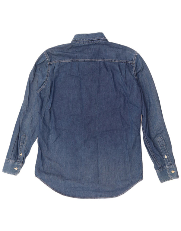 KEEGAN Mens Denim Shirt Large Blue Cotton