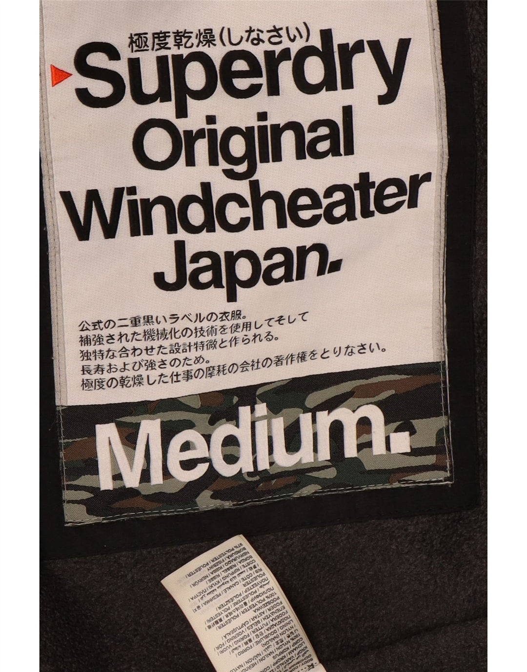 Jaqueta corta-vento feminina Superdry Windcheater Graphic UK 14 médio preto