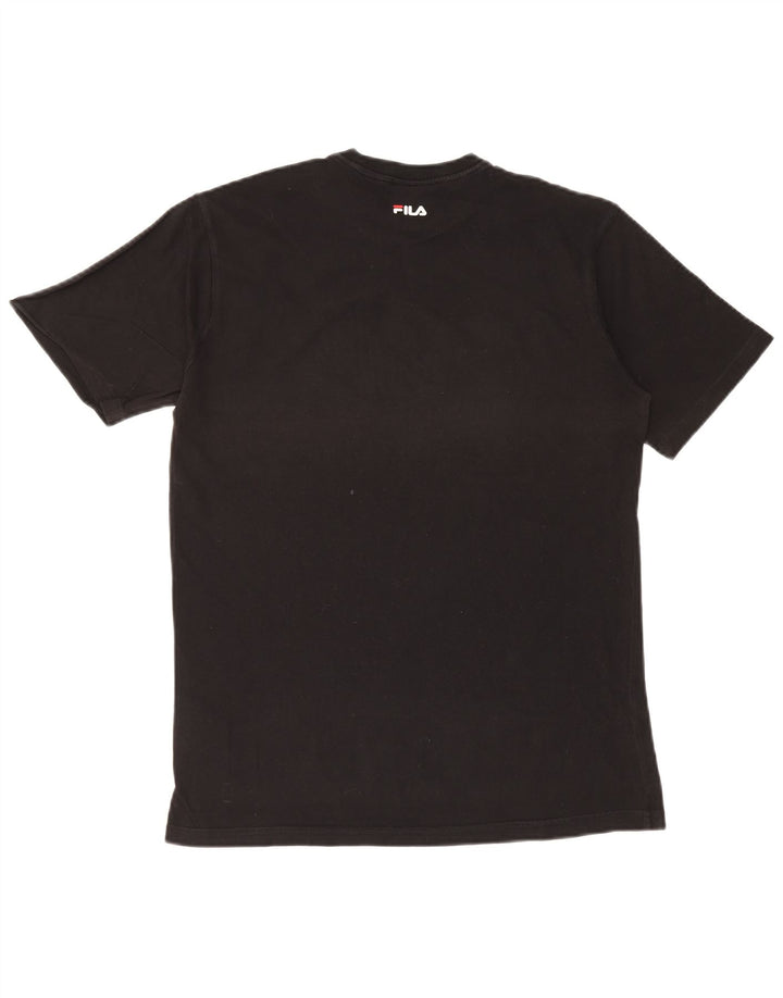 Fila Mens Graphic T-Shirt Top Pequeno Algodão Preto