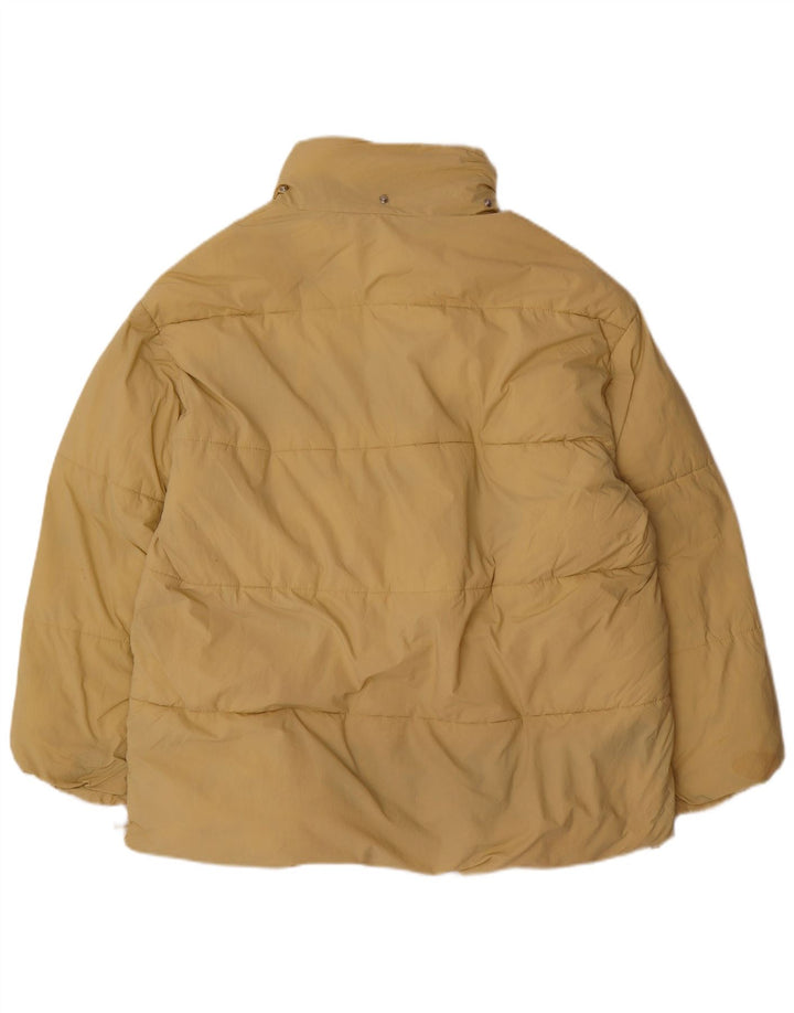 Jaqueta acolchoada superdimensionada feminina ZARA UK 14 poliéster bege médio