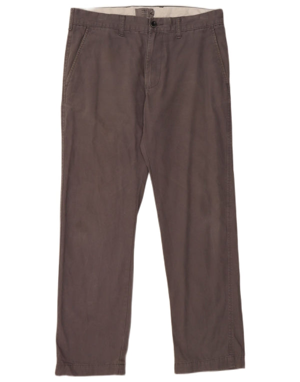 Calça chino reta masculina Marks & Spencer W32 L29 algodão cinza