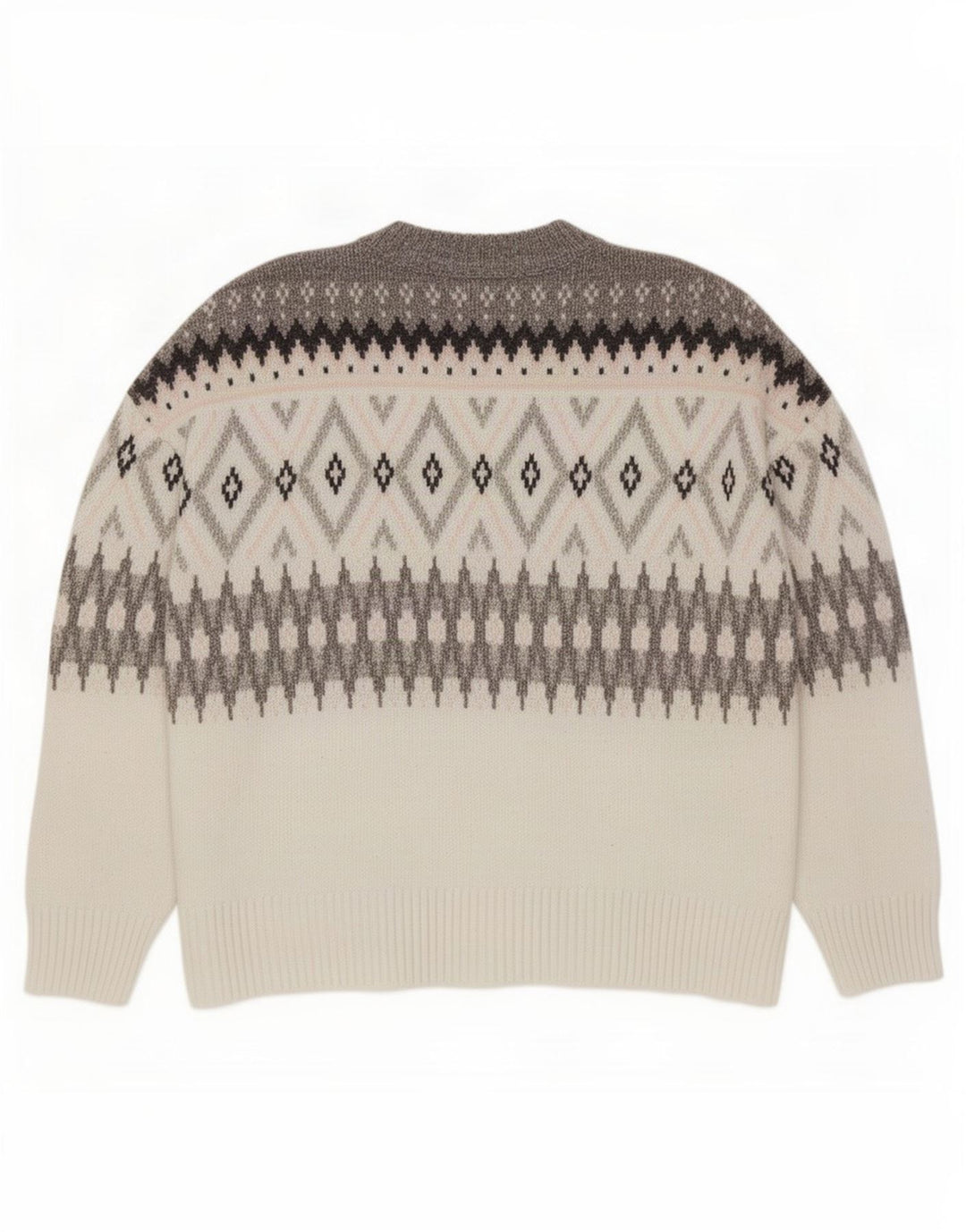 Suéter masculino Marks & Spencer com gola redonda XL cinza Fair Isle poliéster