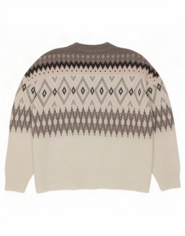 Suéter masculino Marks & Spencer com gola redonda XL cinza Fair Isle poliéster