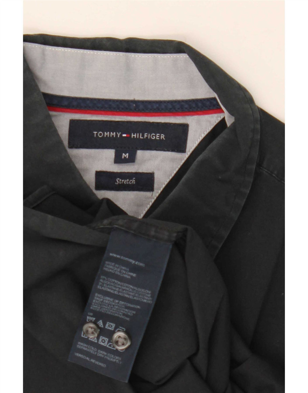 Camisa masculina Tommy Hilfiger média preta algodão