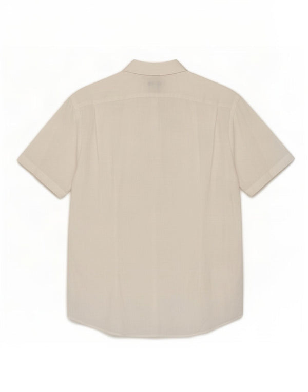 Camisa masculina Reiss de manga curta slim fit grande linho branco