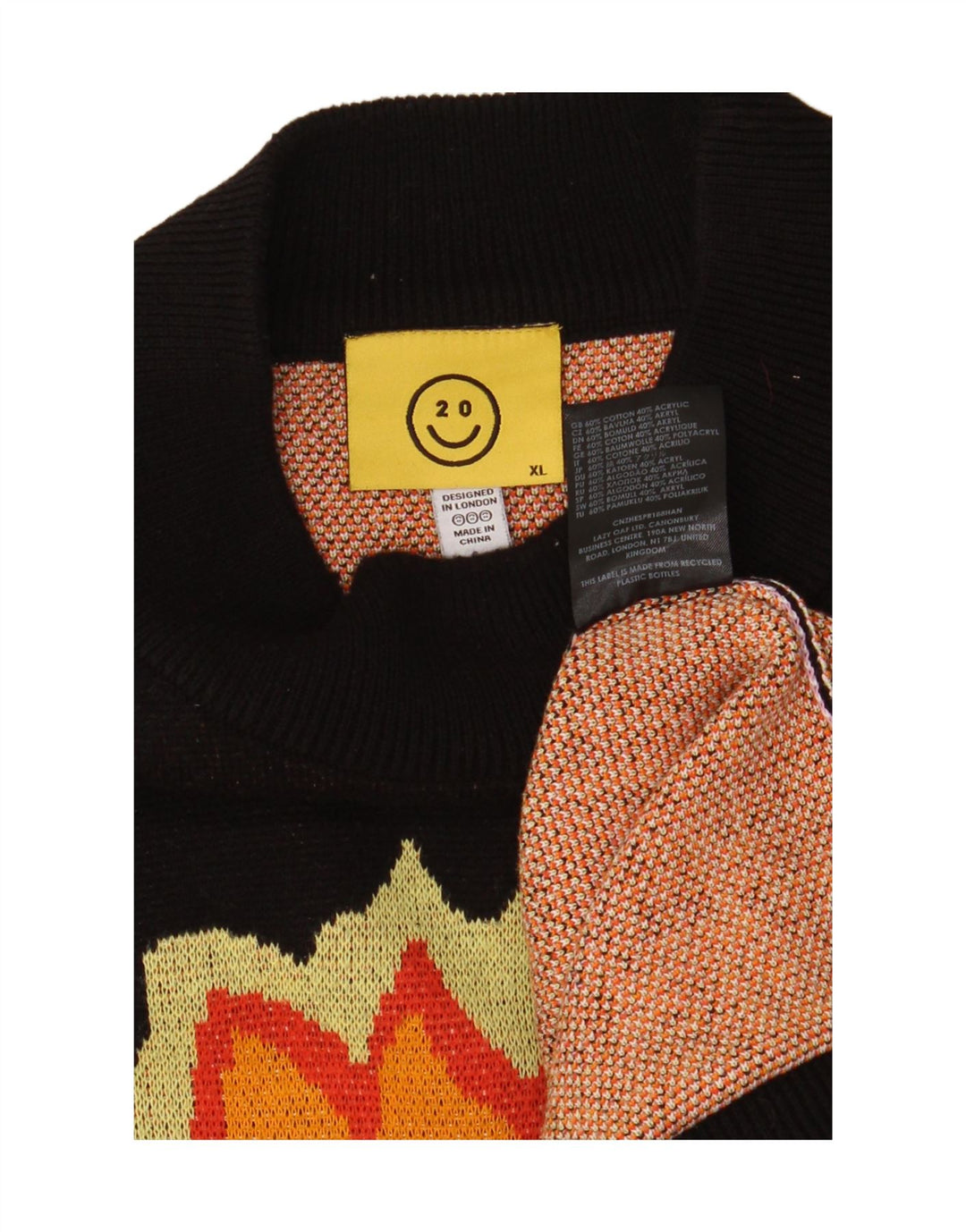 LAZY OAF Suéter masculino com gola alta de tartaruga e caveira XL de algodão preto