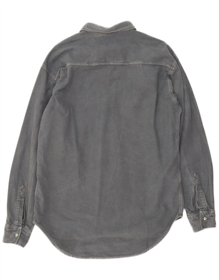 Camisa jeans masculina Replay grande algodão cinza