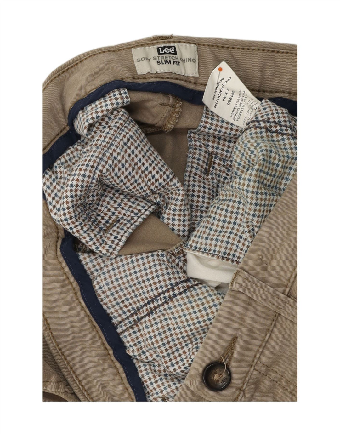 LEE Mens Slim Fit Chino Calças W33 L34 Algodão Bege