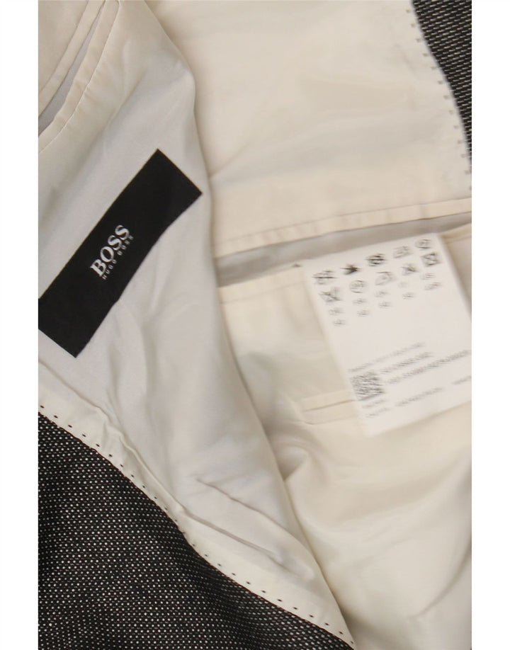 Jaqueta blazer masculina Hugo Boss com 2 botões UE 50 grande lã virgem cinza