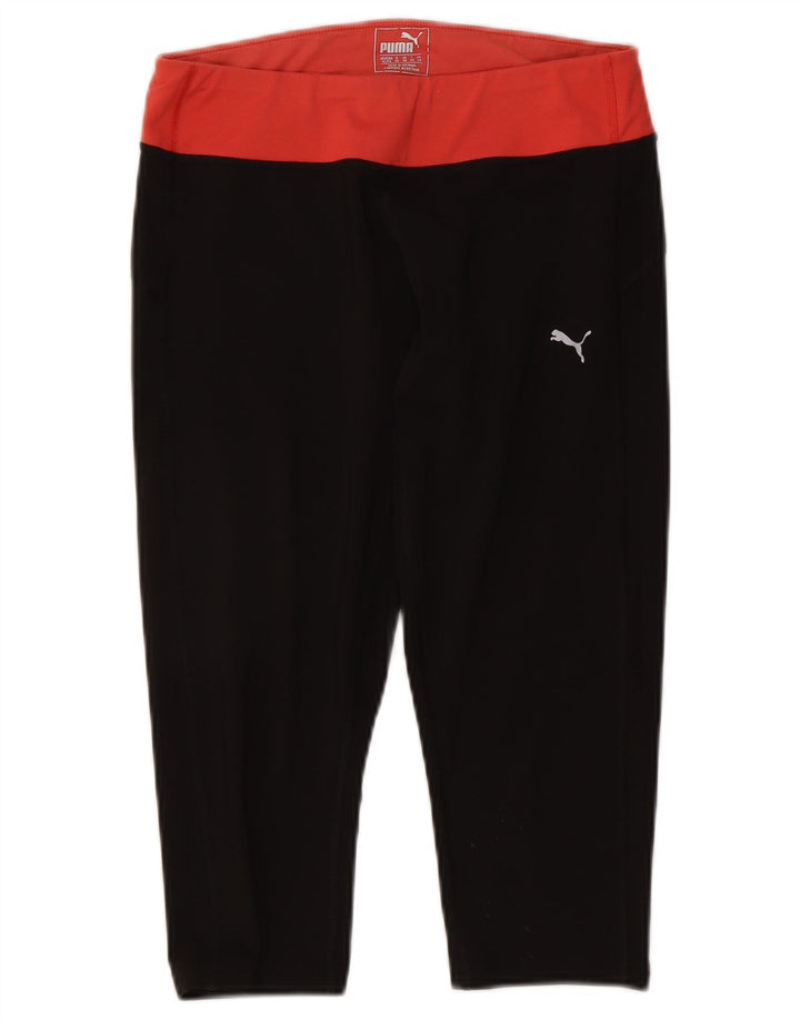 Puma Womens Capri Leggings UK 16 Grande Preto Colorblock Poliéster