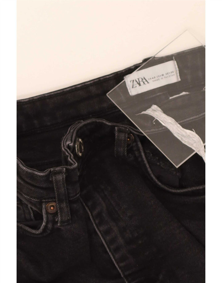 Zara Jeans feminino largo EU 42 grande W32 L30 algodão preto