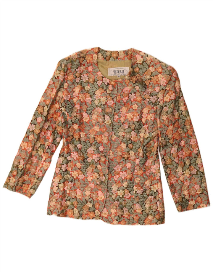 Jaqueta blazer feminina vintage com 5 botões IT 42 floral multicolorido médio