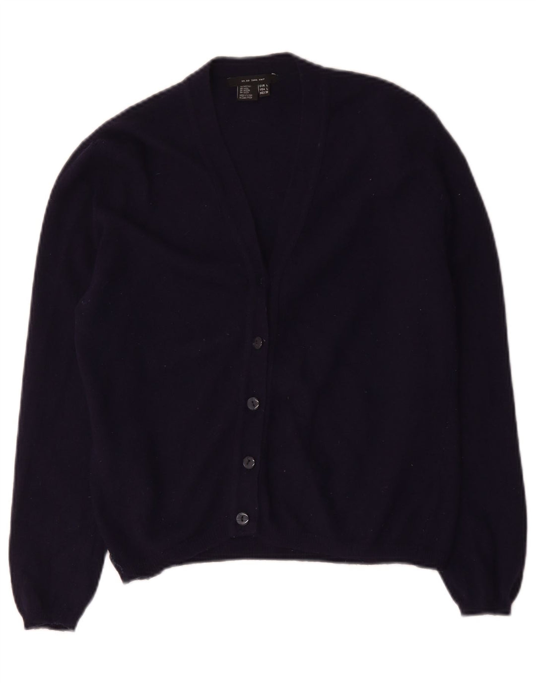 Suéter cardigã feminino Zara Reino Unido 14 grande lã azul marinho