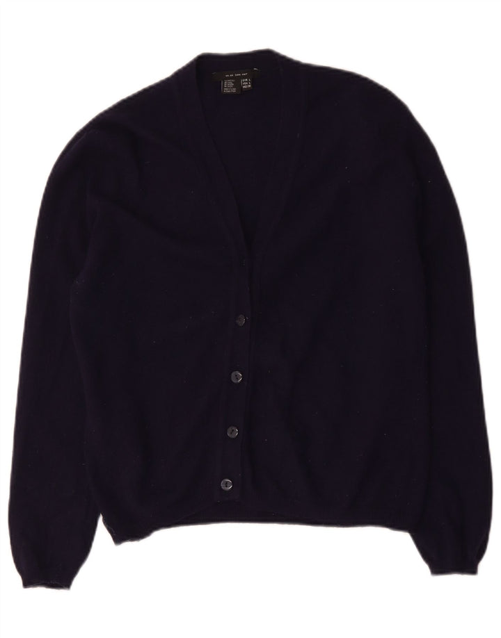 Suéter cardigã feminino Zara Reino Unido 14 grande lã azul marinho