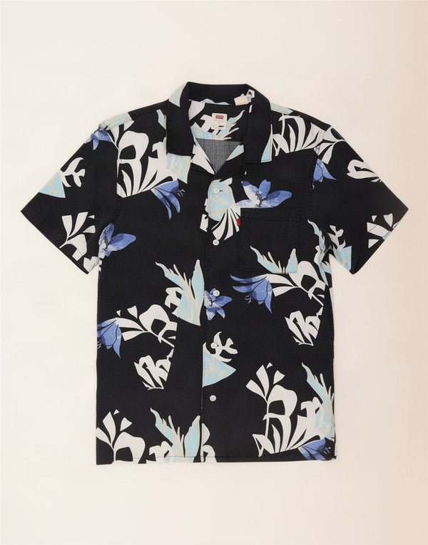 Camisa masculina relaxada de manga curta Levi's pequena preta floral lycra