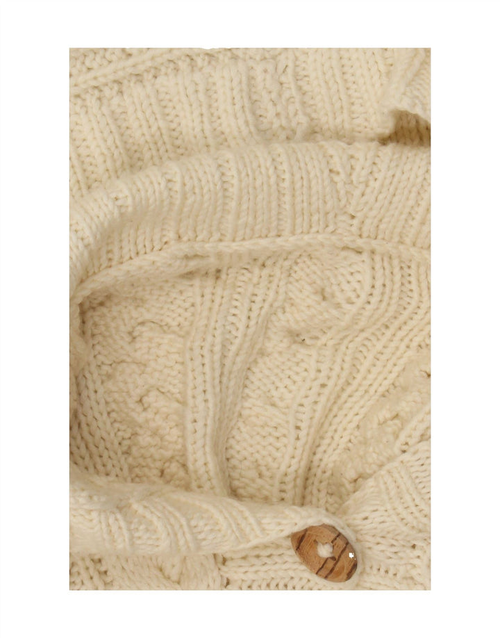 VINTAGE Womens Hooded Jumper Sweater UK 14 Large Off White Vintage Vintage and Second-Hand Vintage from Messina Hembry 