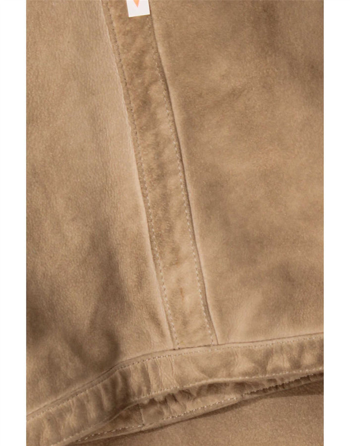 Casaco feminino vintage manga 3/4 shearling UK 14 bege médio