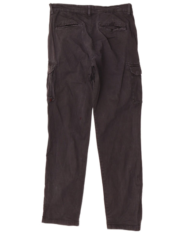 Calças cargo masculinas a gás grandes W34 L32 algodão preto
