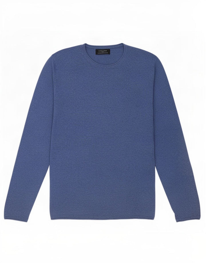 Zara Suéter masculino com gola redonda, azul médio