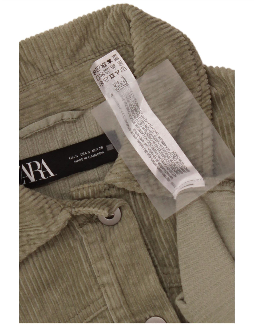 Camisa feminina oversized de veludo ZARA Reino Unido 10 algodão verde pequeno