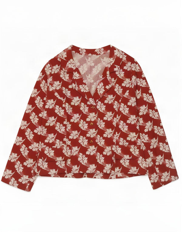 Cardigan feminino vintage UK 12 floral vermelho médio