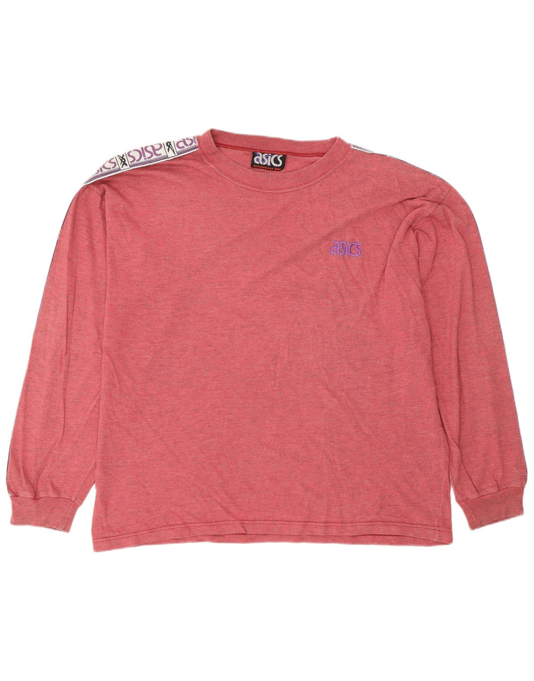 Asics Mens Graphic Top Manga Longa XL Vermelho Colorblock Algodão