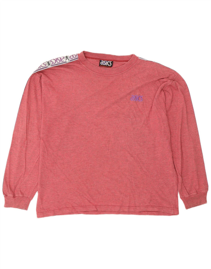 Asics Mens Graphic Top Manga Longa XL Vermelho Colorblock Algodão