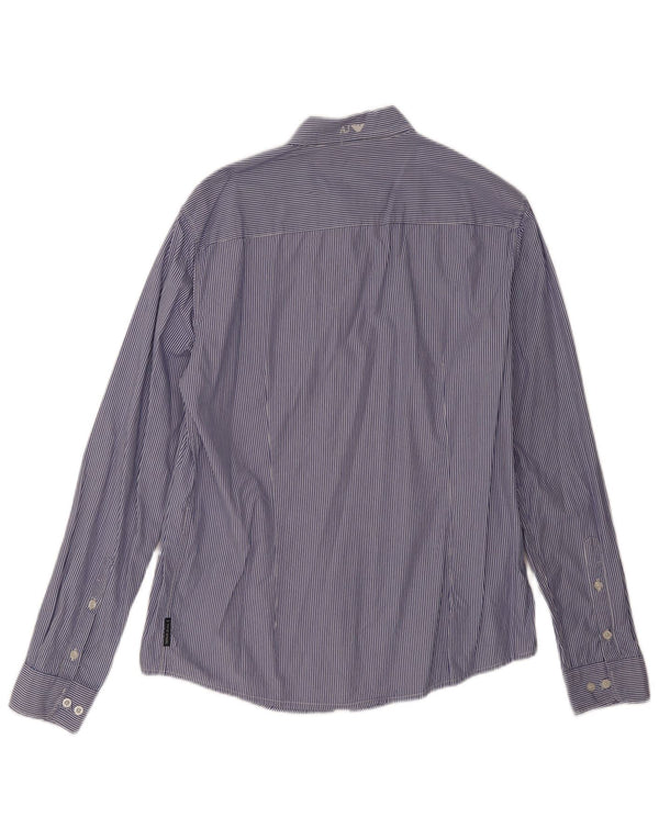 Armani Jeans Camisa justa para meninos 15-16 anos 2XL algodão listrado azul