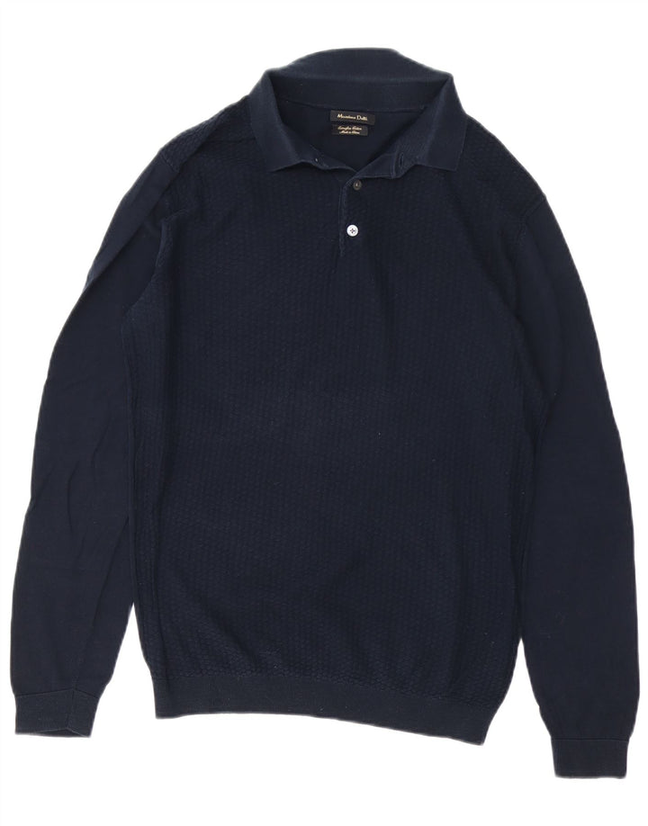 Suéter masculino MASSIMO DUTTI com gola polo e algodão azul marinho médio