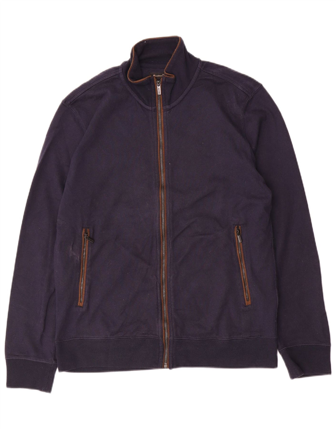 Jaqueta masculina Massimo Dutti de ajuste regular, jaqueta grande de algodão azul marinho