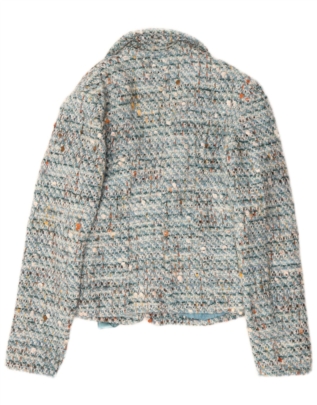 Jaqueta blazer feminina Luisa Spagnoli com gravata frontal IT 40 pequena azul manchada