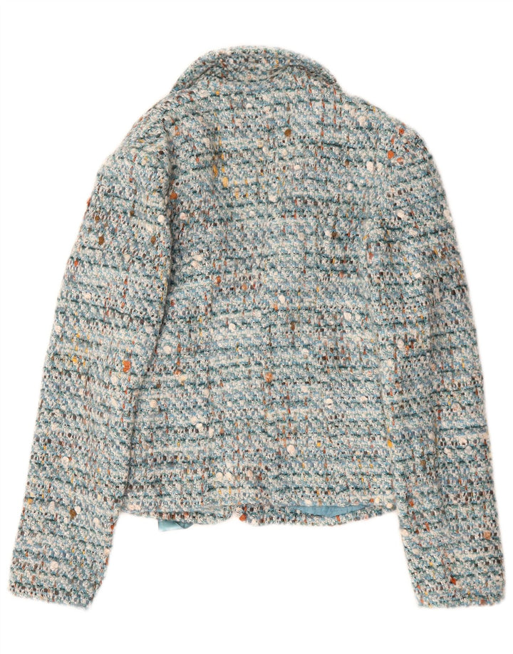 Jaqueta blazer feminina Luisa Spagnoli com gravata frontal IT 40 pequena azul manchada