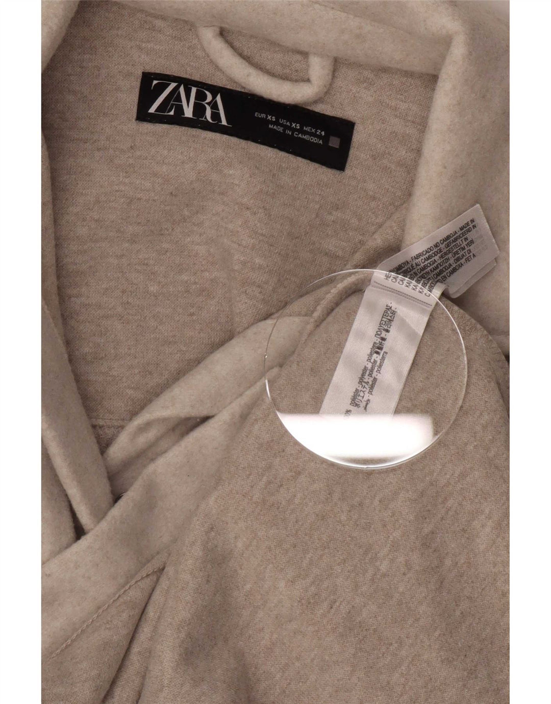 Zara Camiseta feminina de flanela Reino Unido 8 XS Poliéster bege