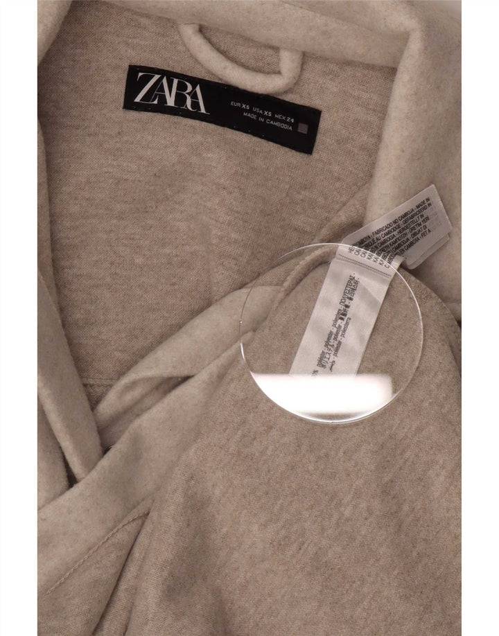 Zara Camiseta feminina de flanela Reino Unido 8 XS Poliéster bege
