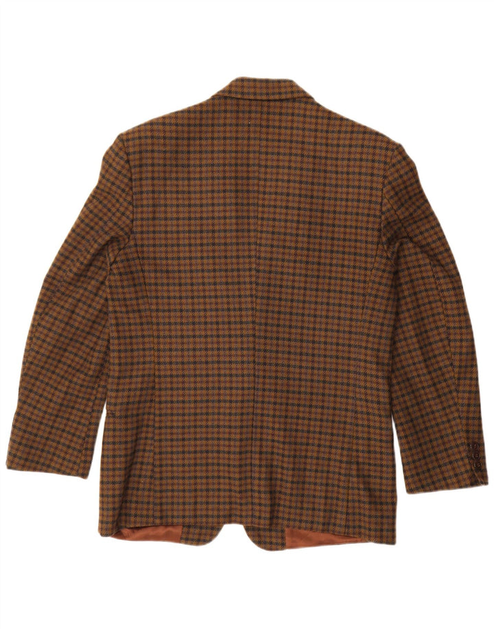 Jaqueta blazer masculina vintage com 2 botões IT 48 lã virgem xadrez marrom médio