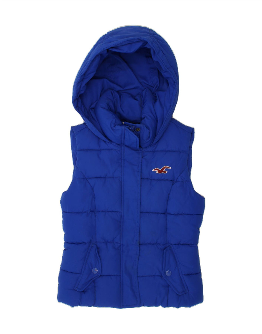 HOLLISTER Girls Hooded Padded Gilet 5-6 Years XS Blue Vintage Hollister and Second-Hand Hollister from Messina Hembry 