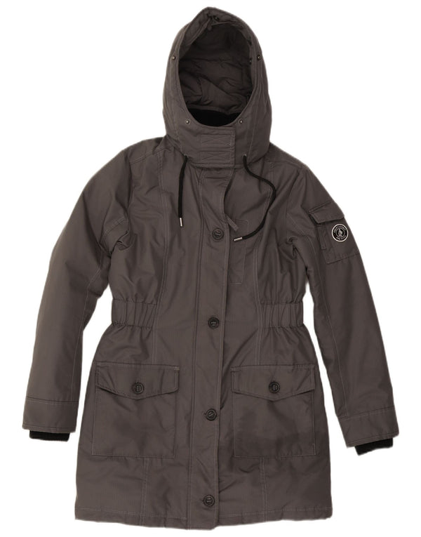 Jaqueta Parka feminina Abercrombie & Fitch com capuz grande Reino Unido 6 XS cinza