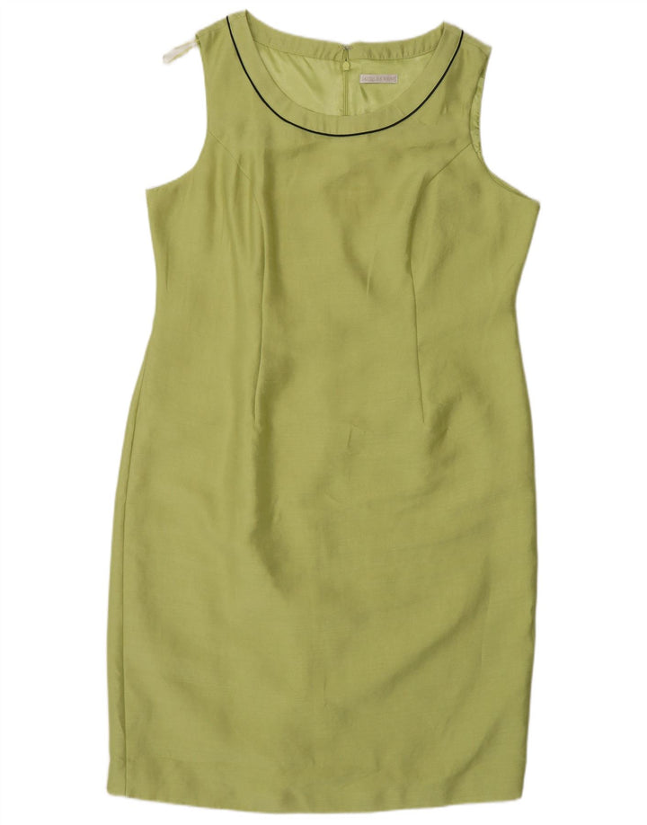 Vestido feminino Jacques Vert sem mangas com bainha UK 18 XL verde poliéster
