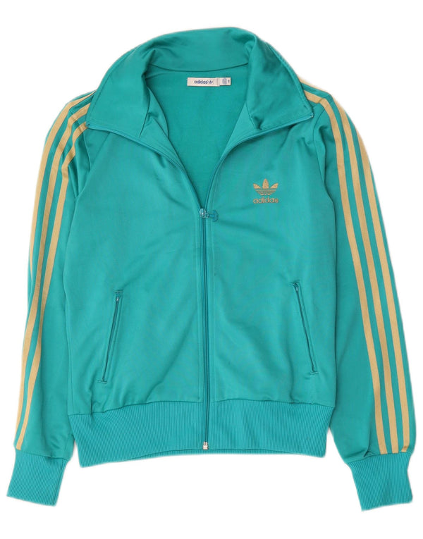 Adidas Womens Graphic Tracksuit Top Jacket IT 46 Poliéster Verde Médio